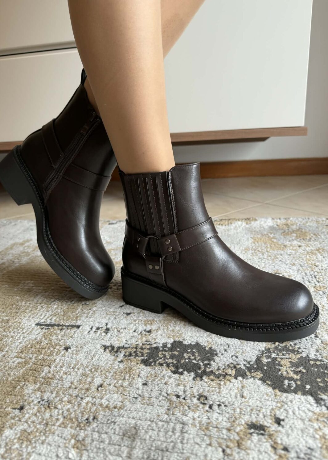 Botim estilo biker - Castanho