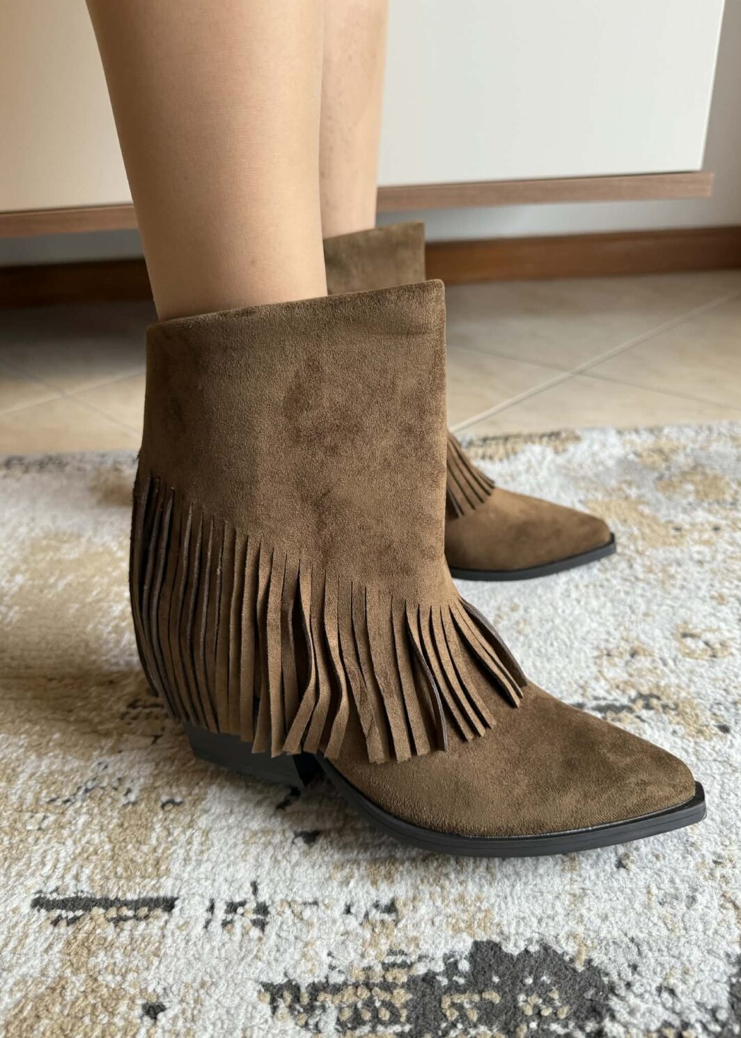 Botim texana franjinhas - Castanho