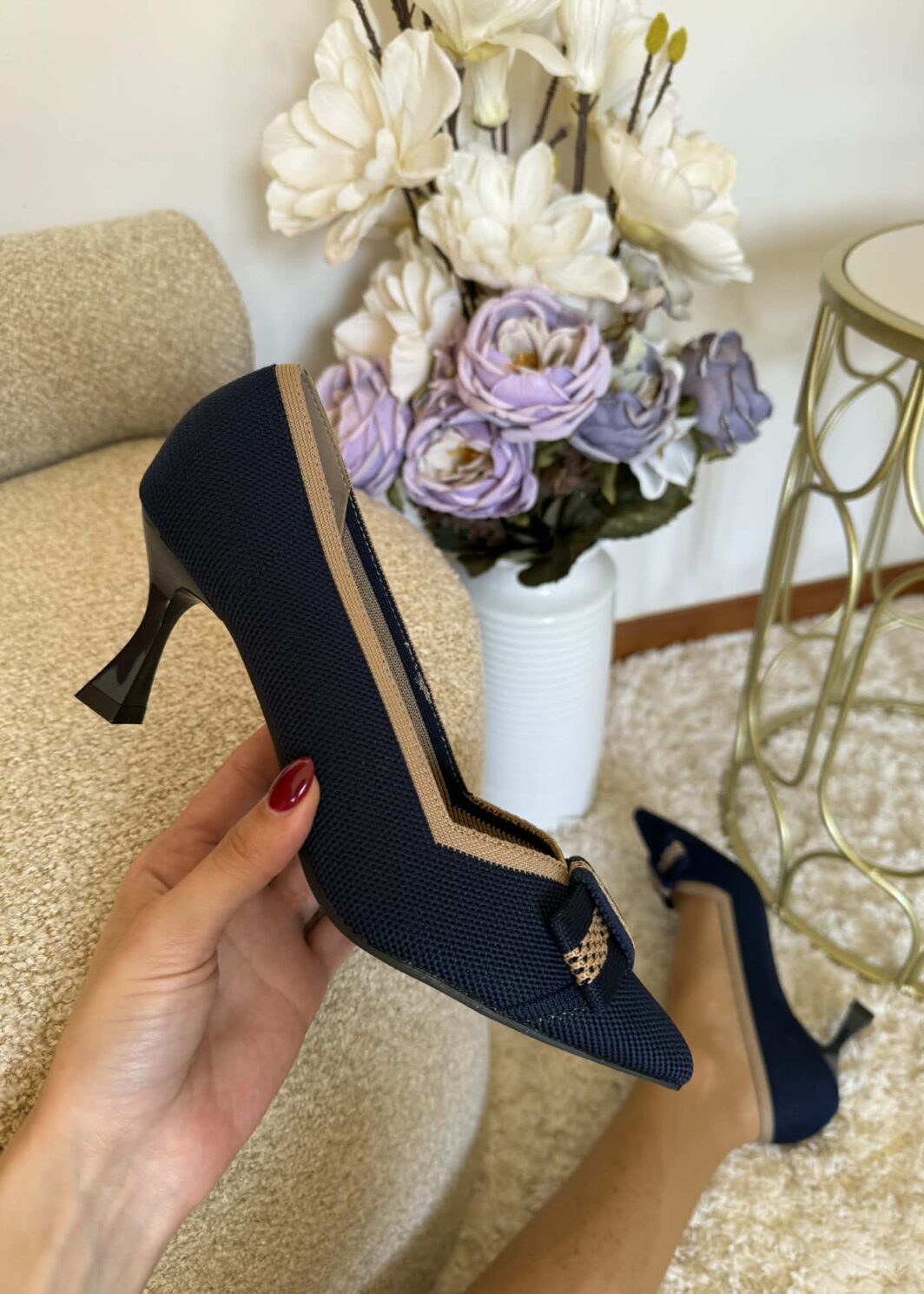 Sapato Malha Laço - Azul