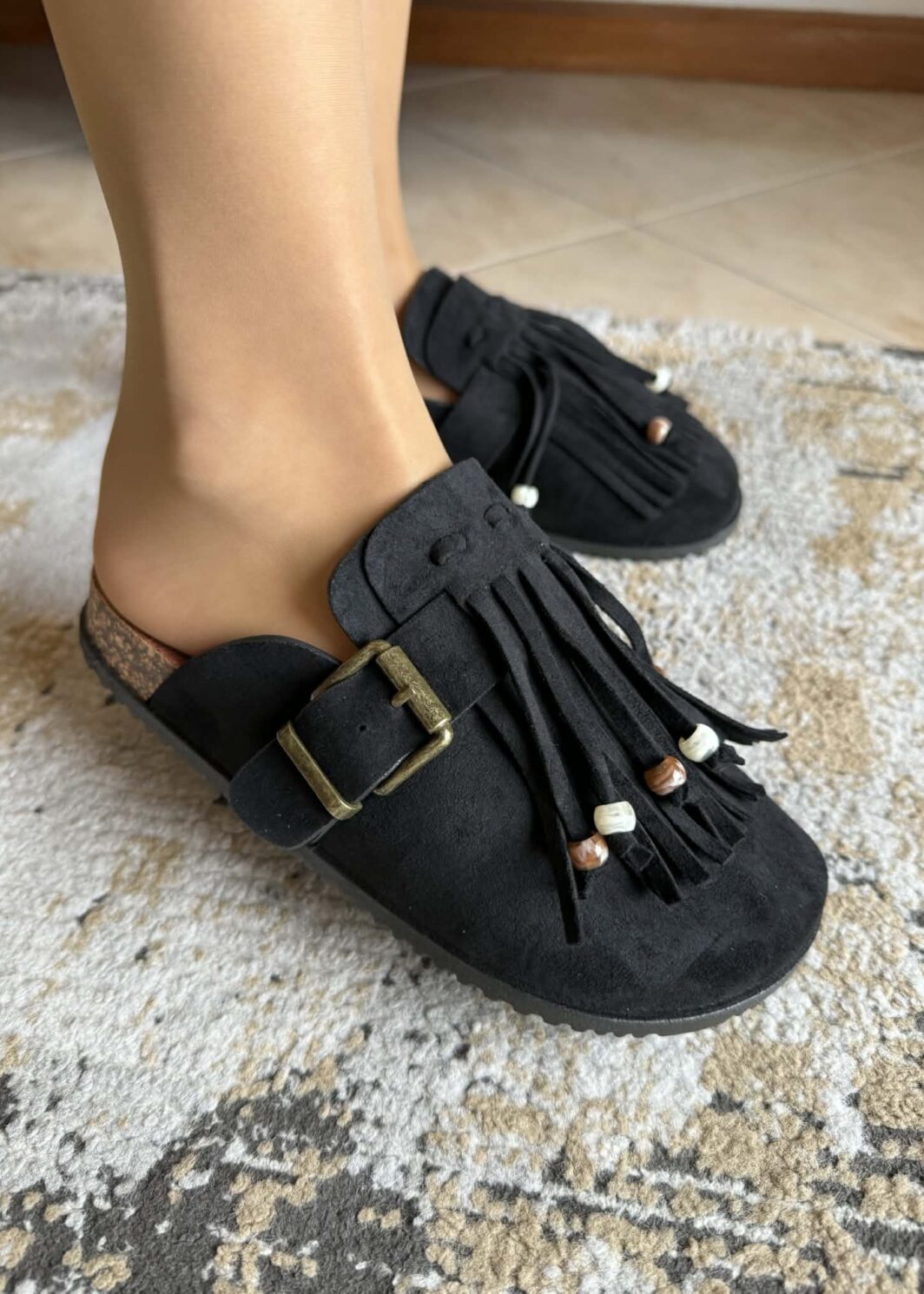 Clogs com Franjinhas - Preto
