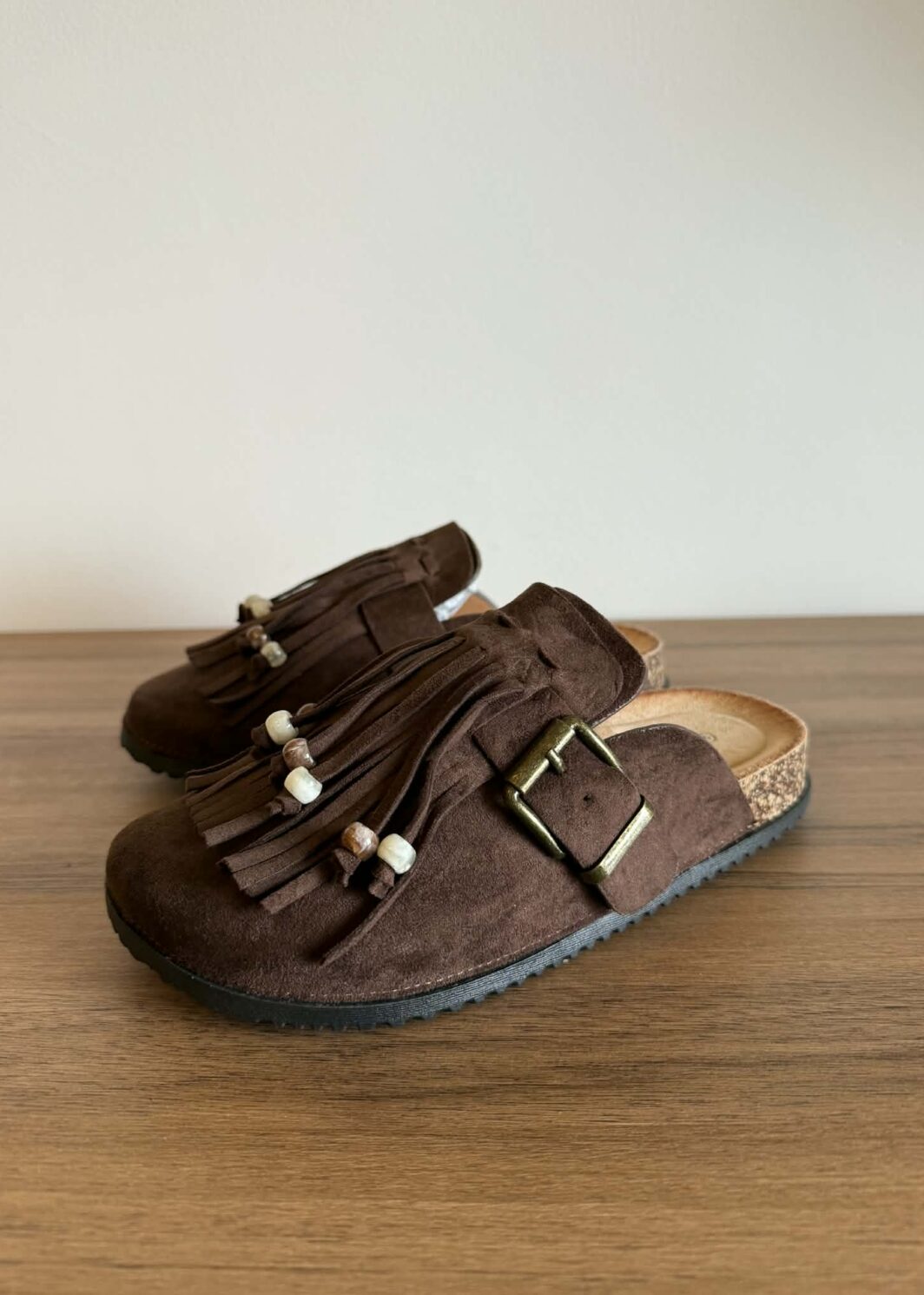 Clogs com Franjinhas - Castanho