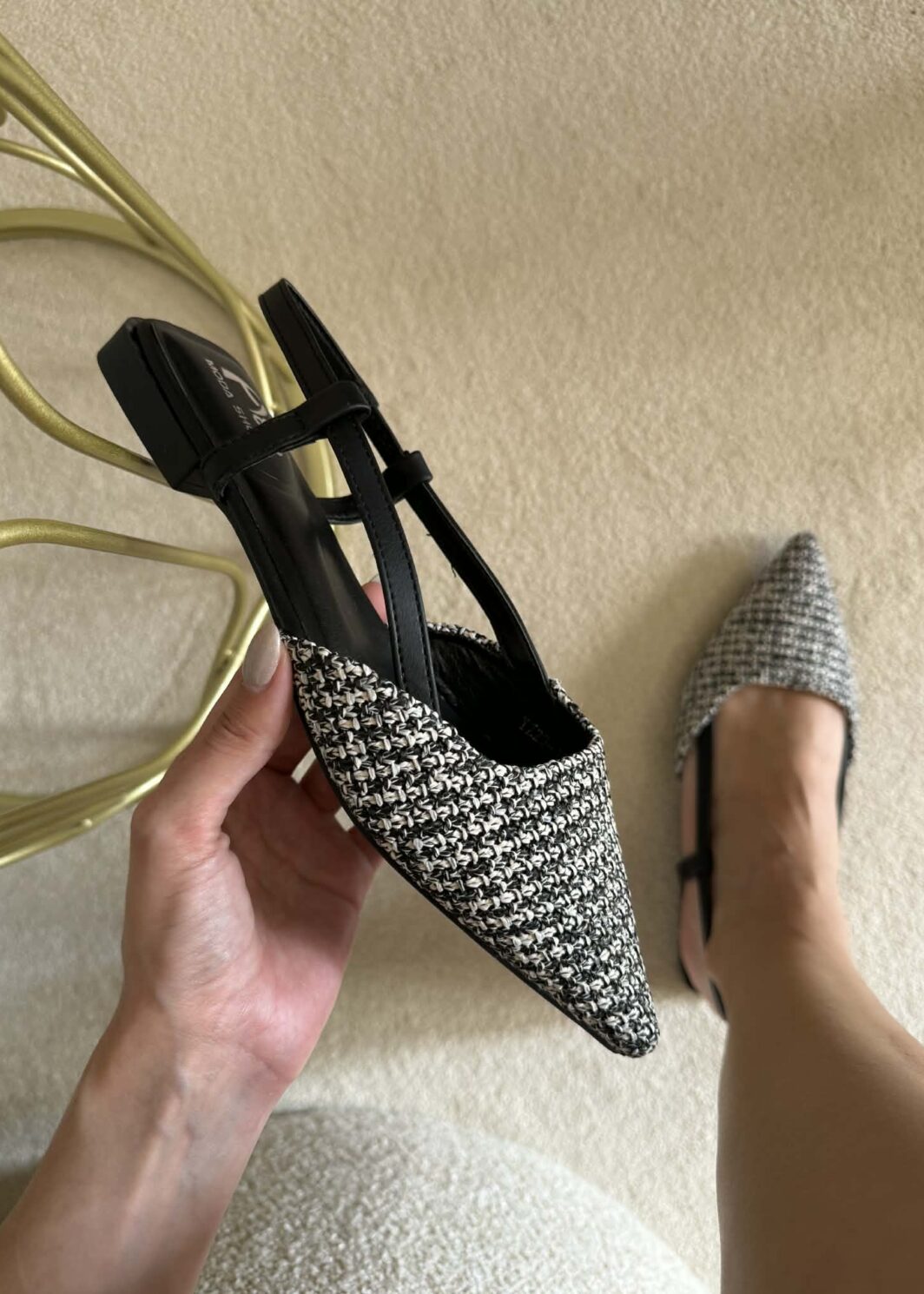 Sapato Slingback Black&White