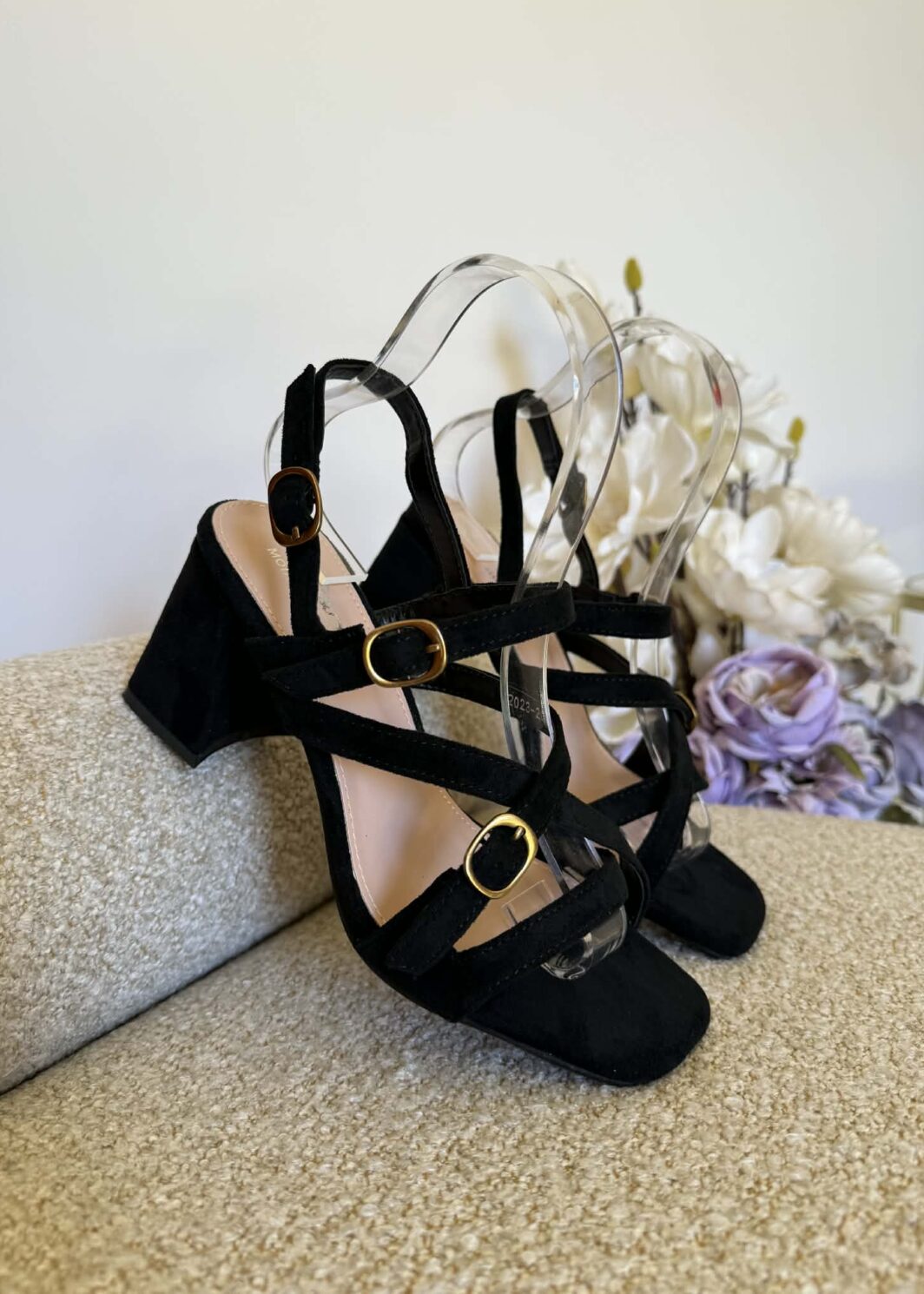 Sandália de salto fivelas - Preto