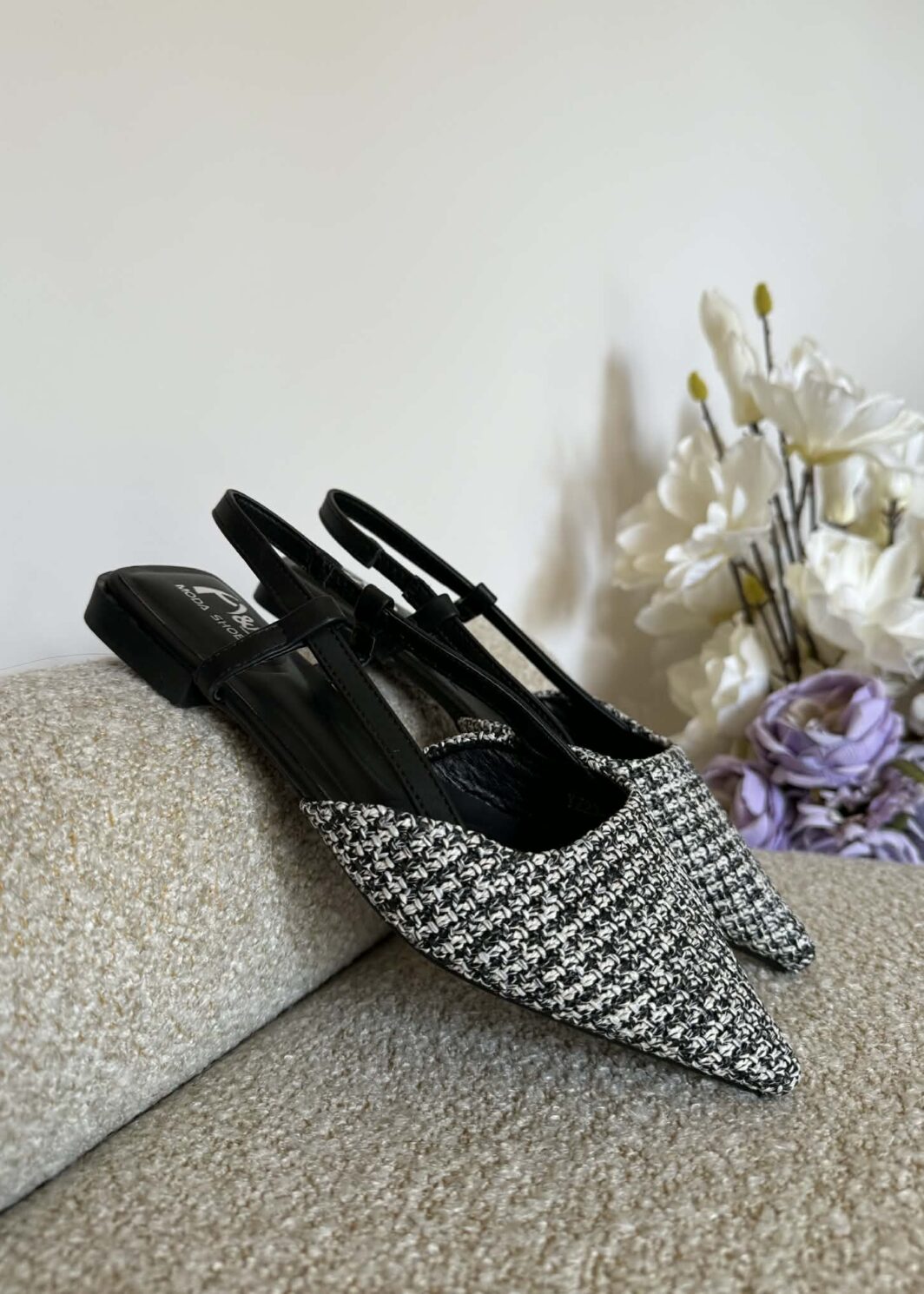 Sapato Slingback Black&White