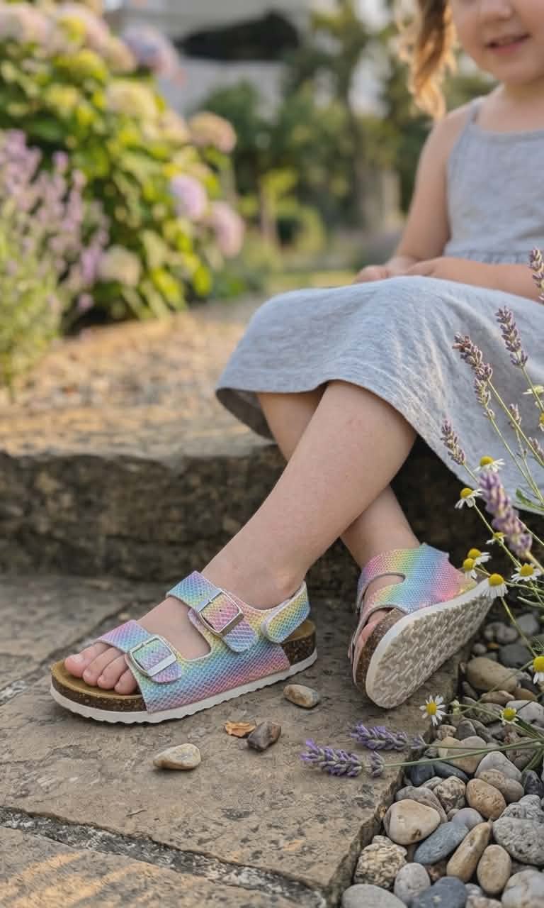 Sandália multicor glitter