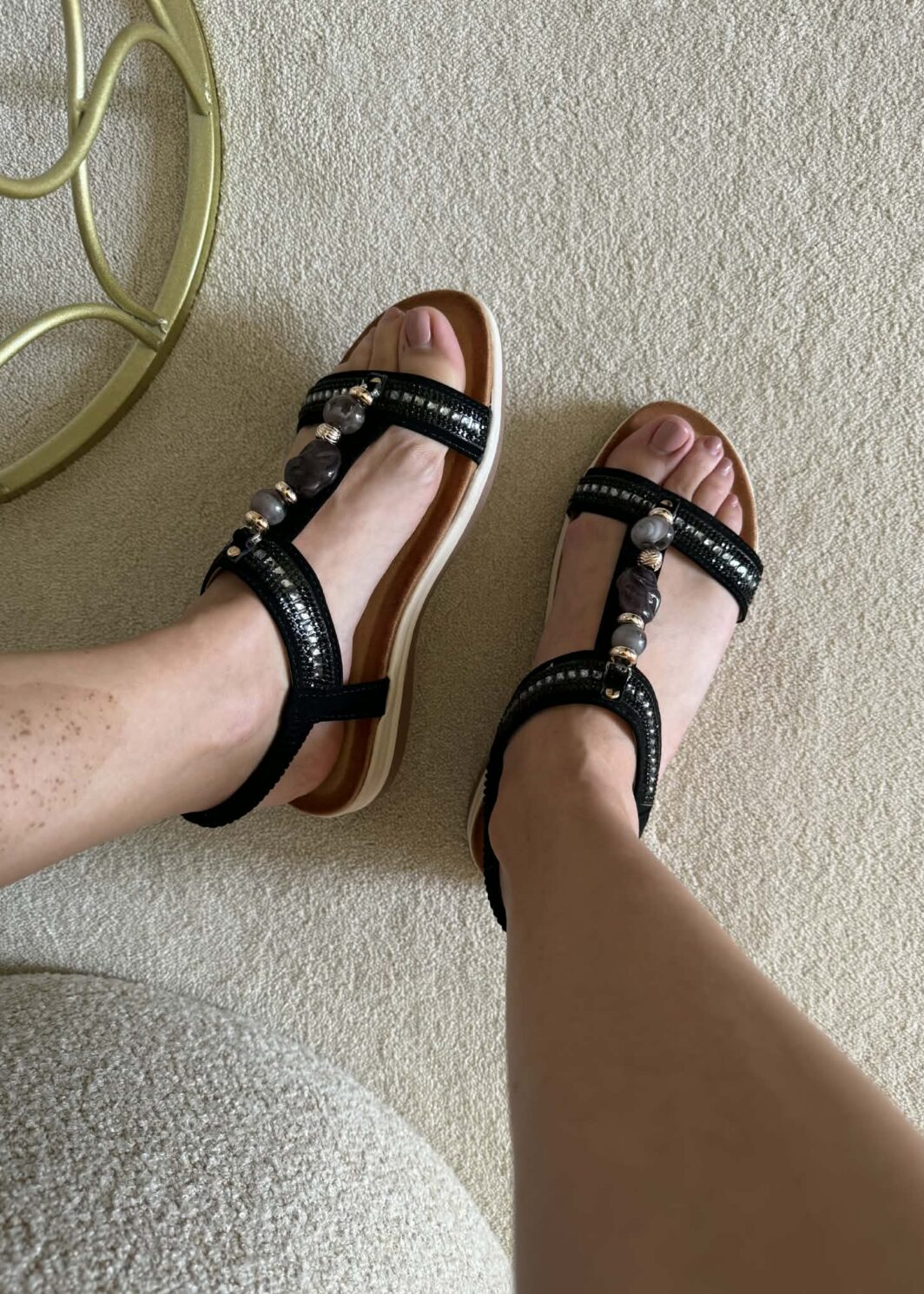 Sandália Detalhe Pedraria Boho - Preto