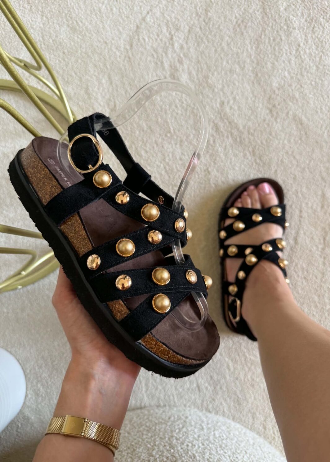 Sandálias Gold Pearl - Preto