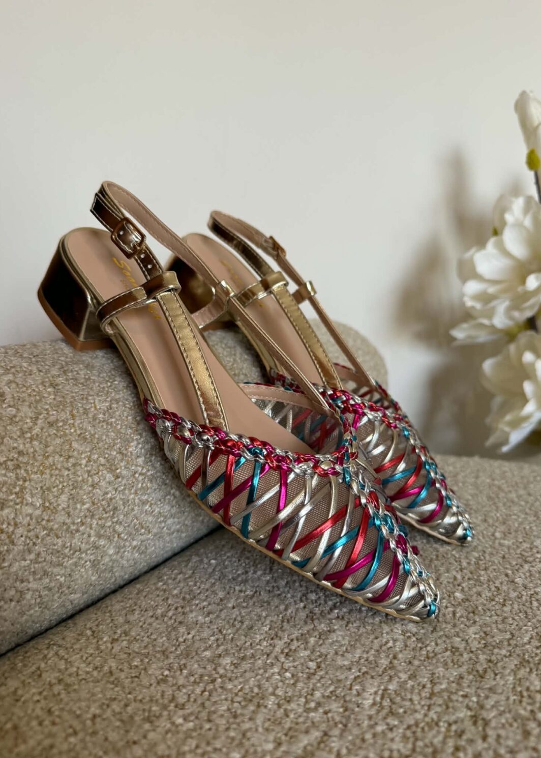 Sapato Bicudo Slingback - Multi