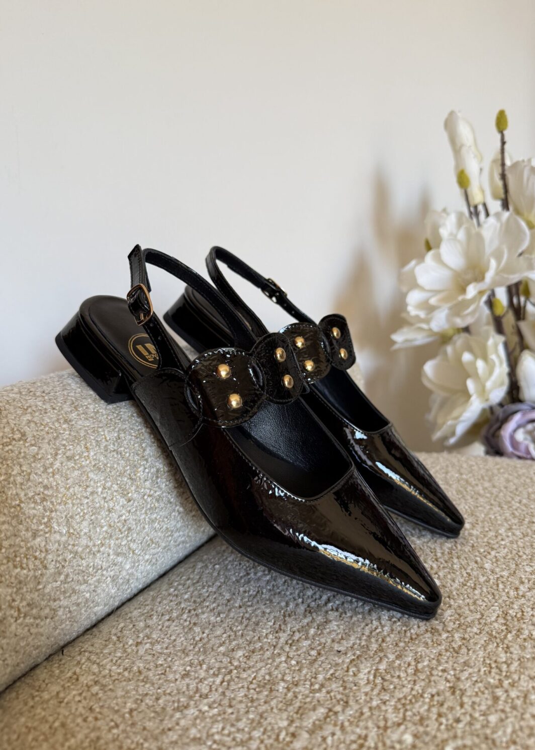 Slingback Innovation em Pele - Preto