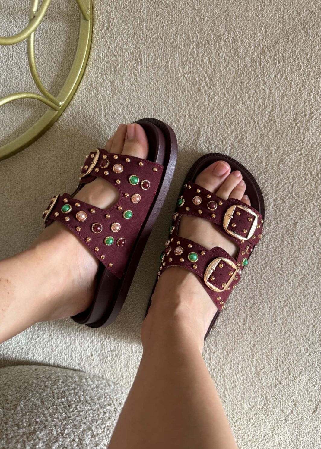 Chinelo Borracha Tachas - Bordô