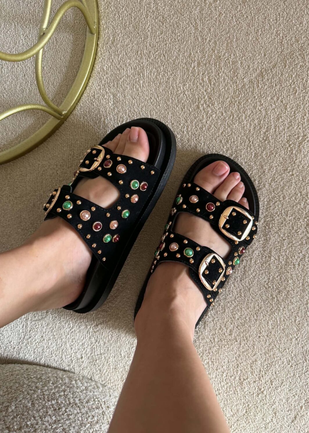 Chinelo Borracha Tachas - Preto