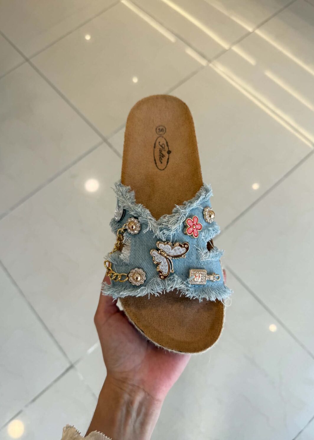 Chinelo ganga borboleta - azul claro