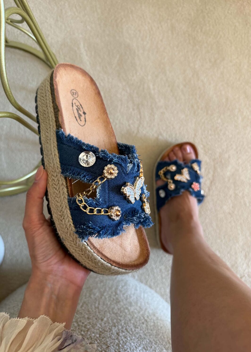 Chinelo ganga borboleta - azul escuro