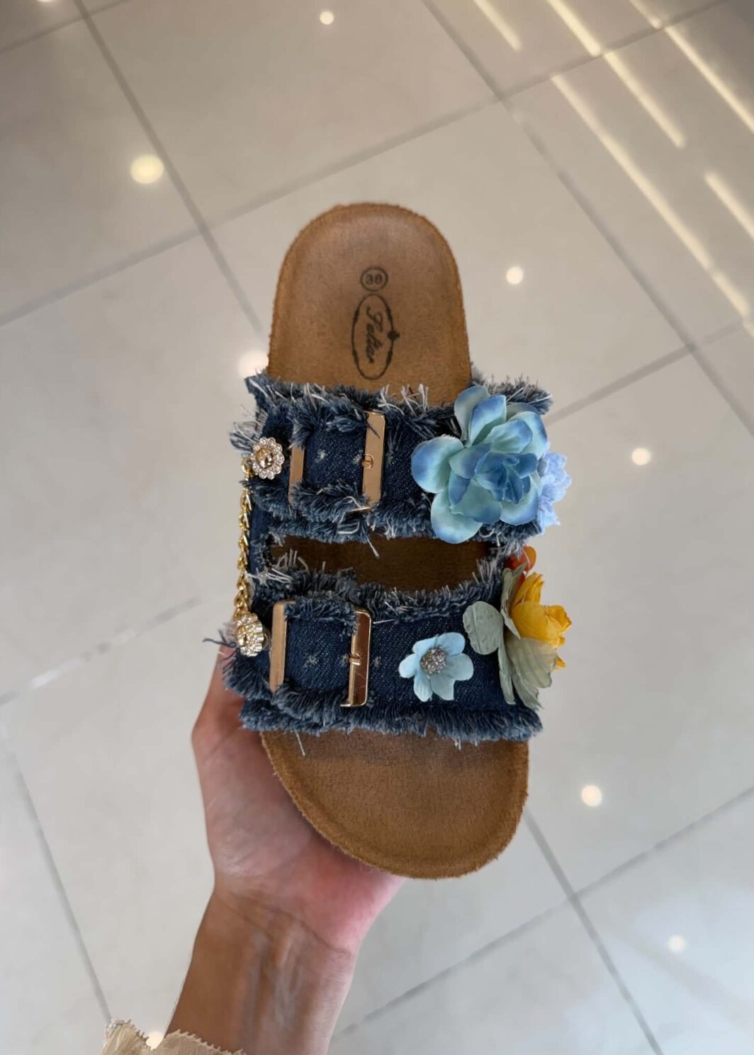 Chinelo Flower Power - Azul escuro