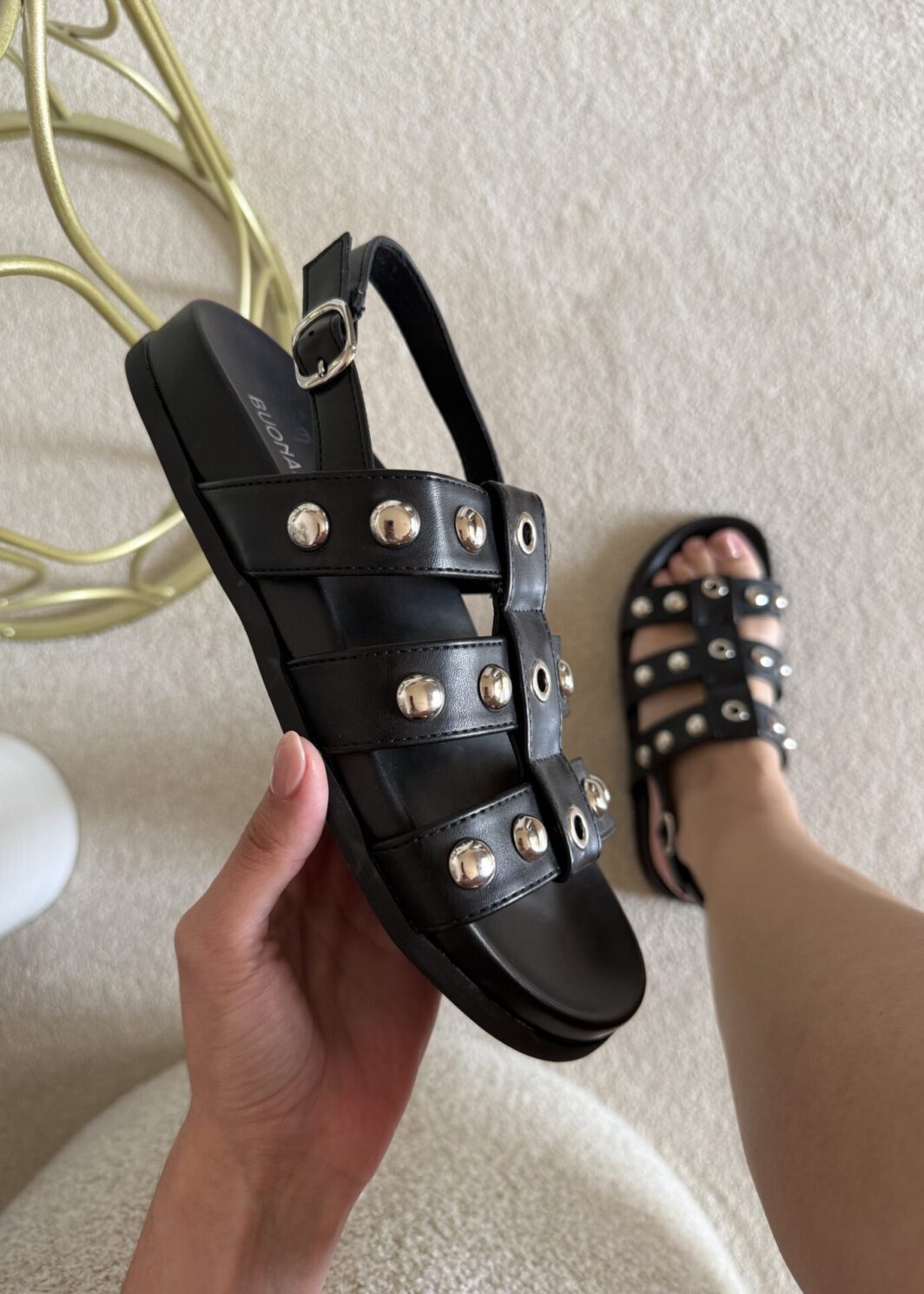 Sandália Buonarotti Tachas - Preto