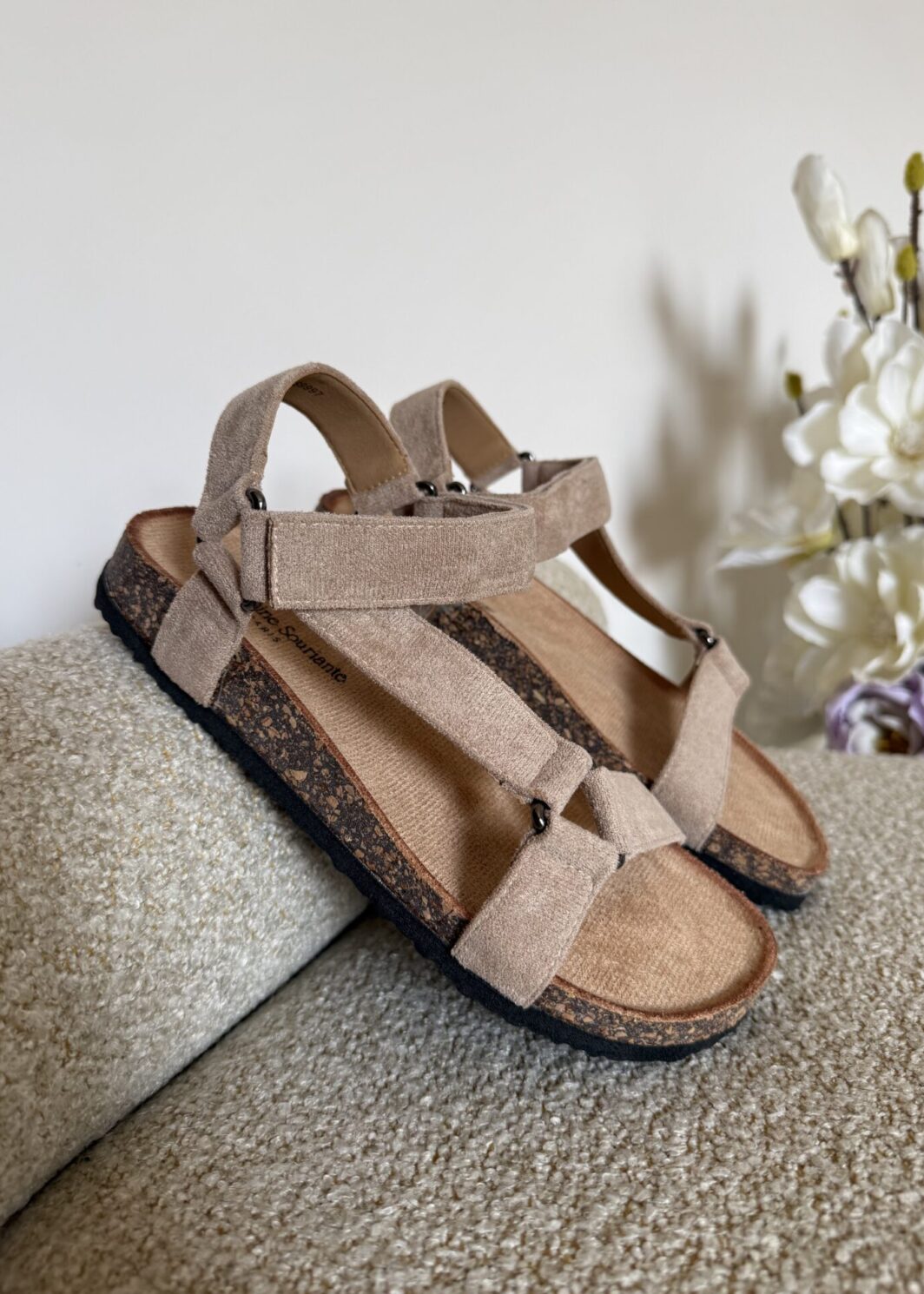 Sandália anatómica velcro - Bege