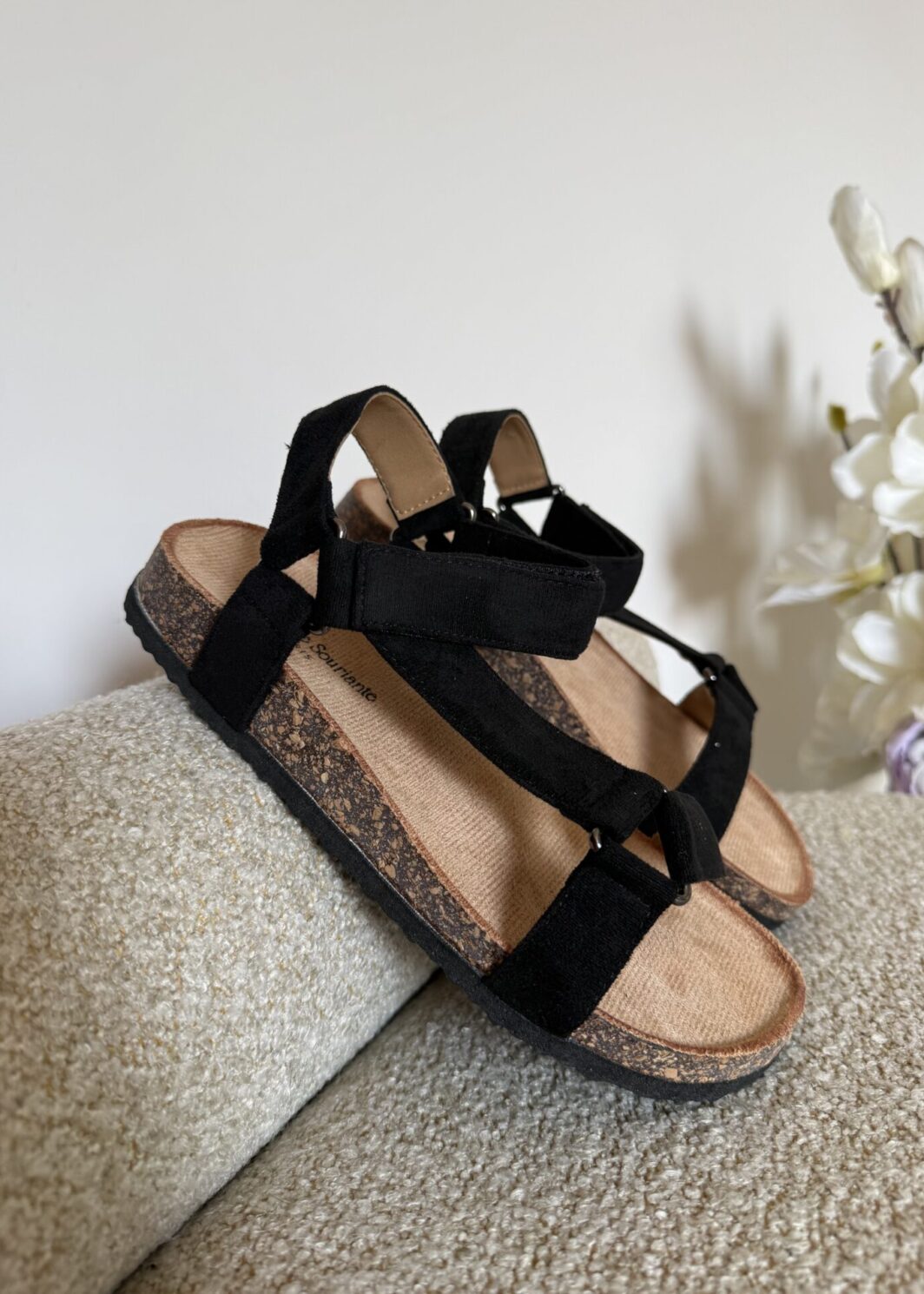 Sandália anatómica velcro - Preto