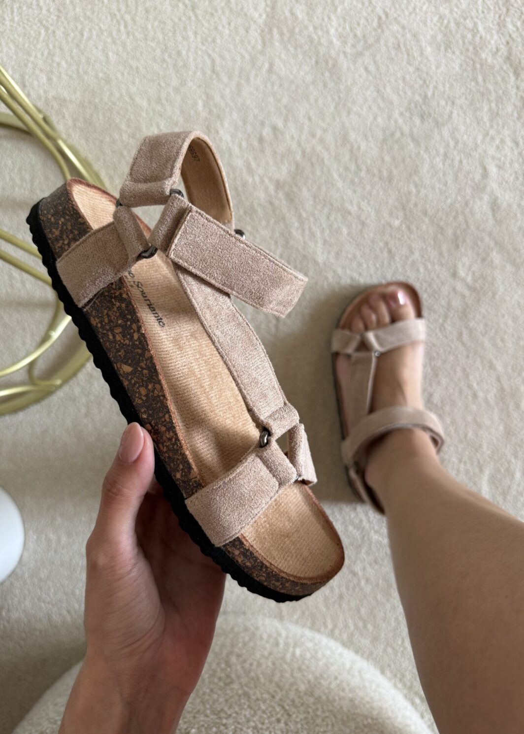 Sandália anatómica velcro - Bege