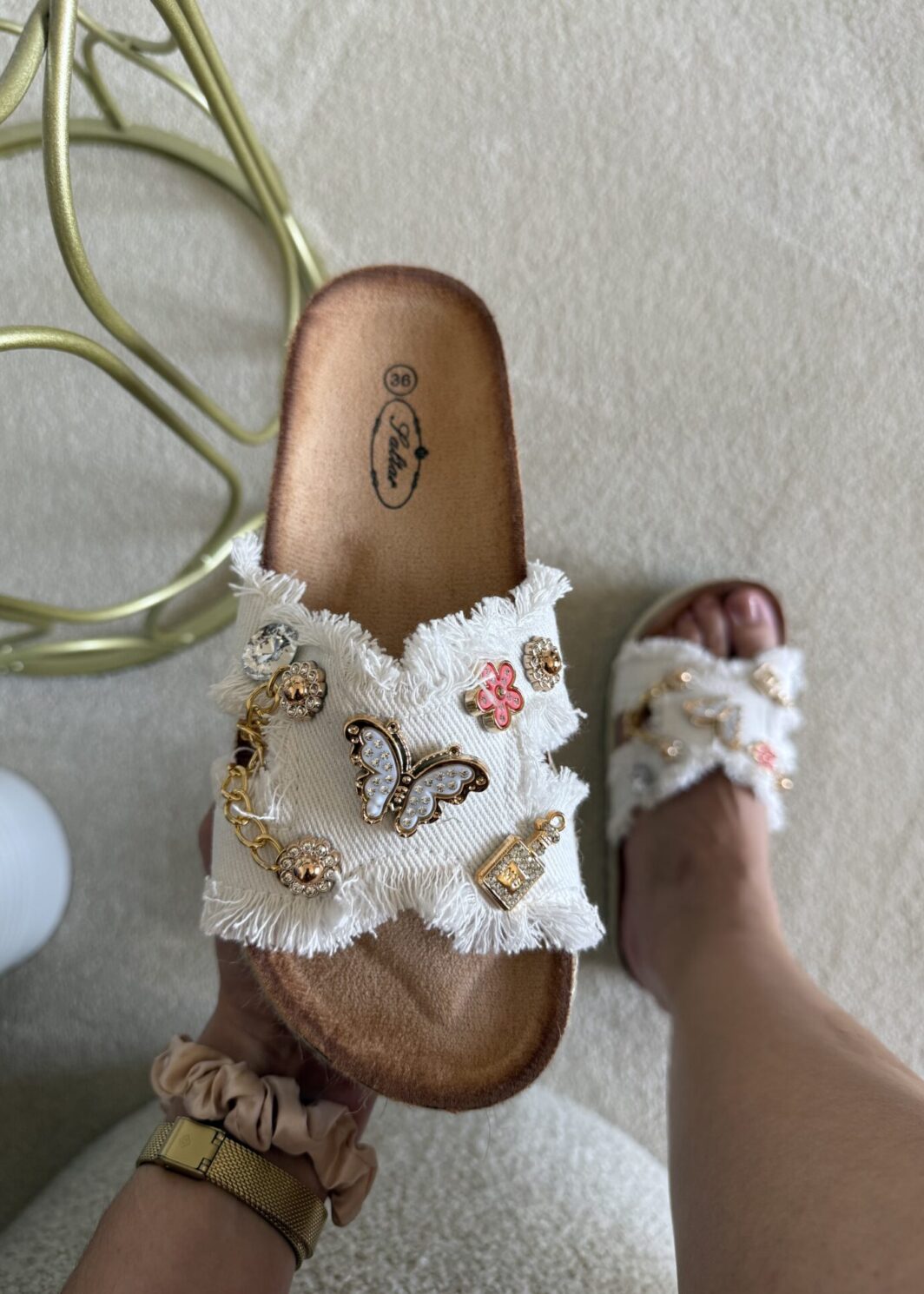 Chinelo ganga borboleta - branco
