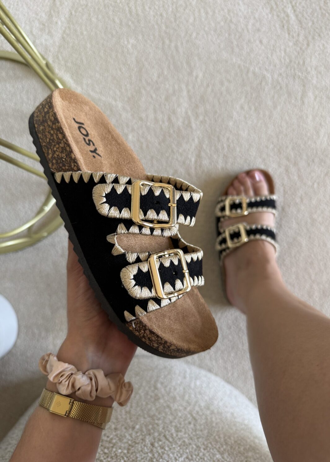 Chinelo Fivelas Josy - Preto
