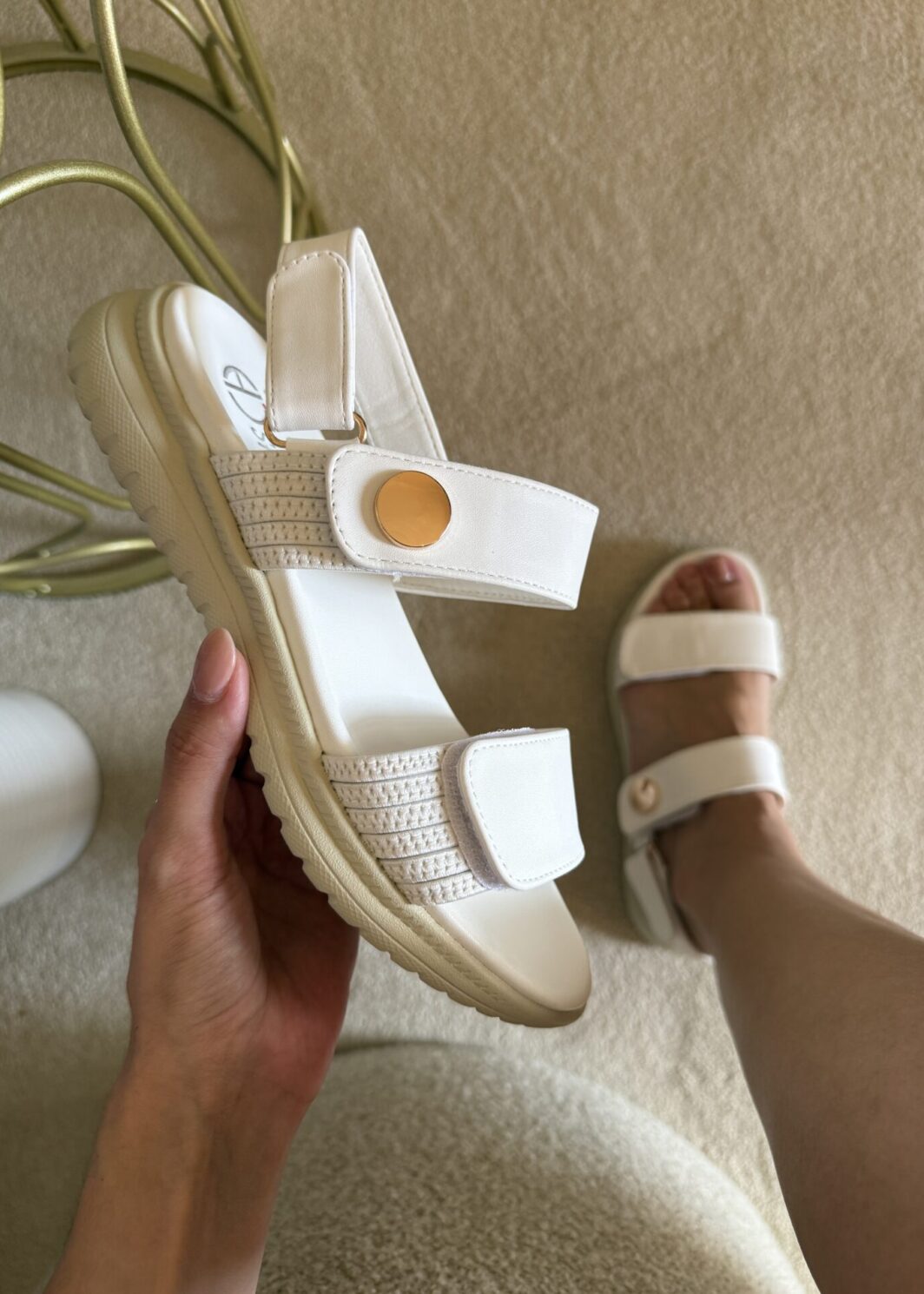 Sandália Conforto Velcros - Branco