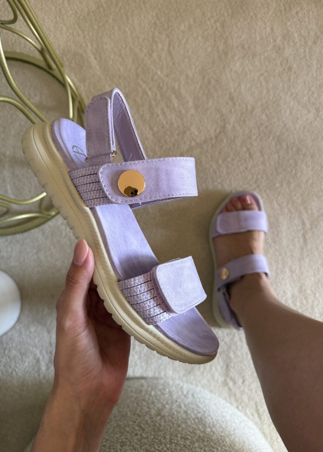 Sandália Conforto Velcros - Lilás