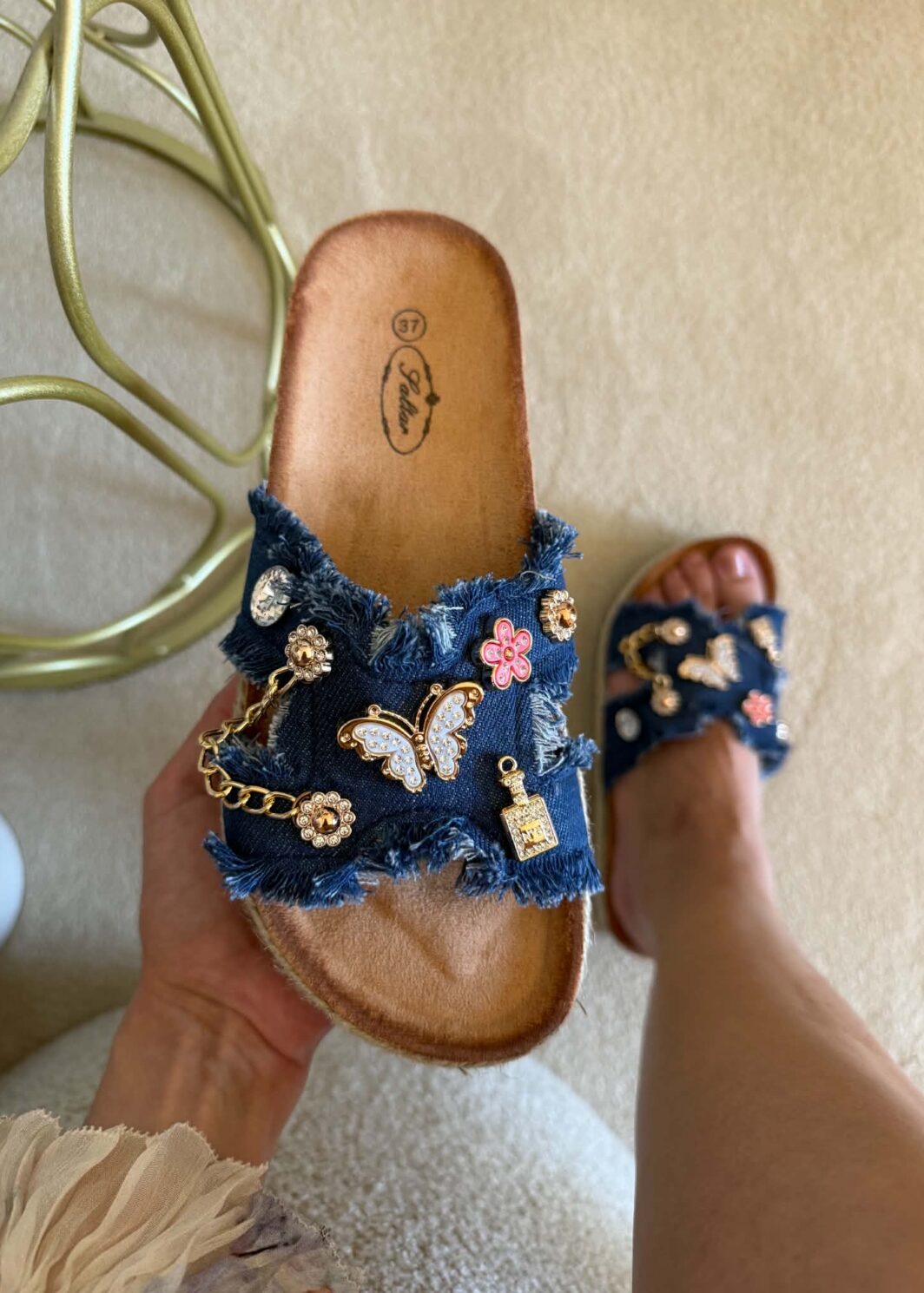 Chinelo ganga borboleta - azul escuro