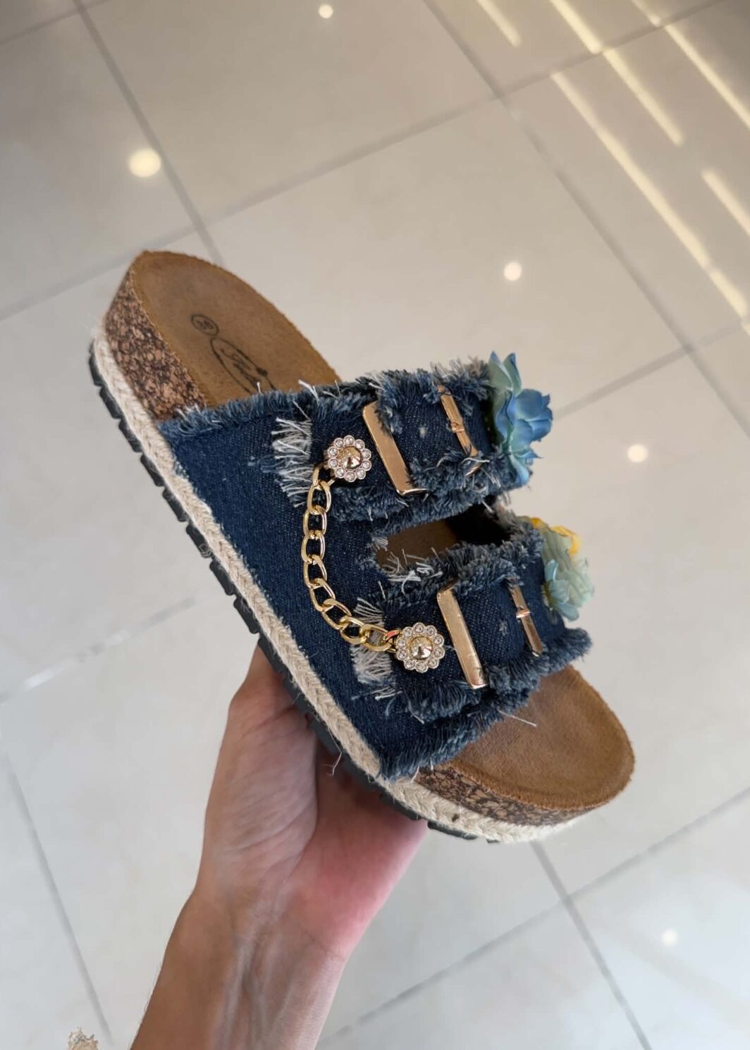 Chinelo Flower Power - Azul escuro